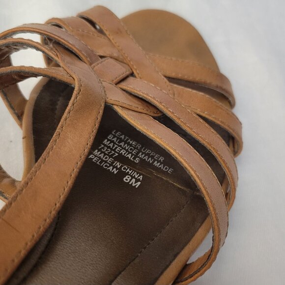 Naturalizer Leather Sandals Natural Soul sz 8 Caramel Shoes slingback Pelican - Picture 12 of 13